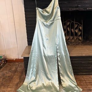 Birdy Grey Satin One-Shoulder Gown